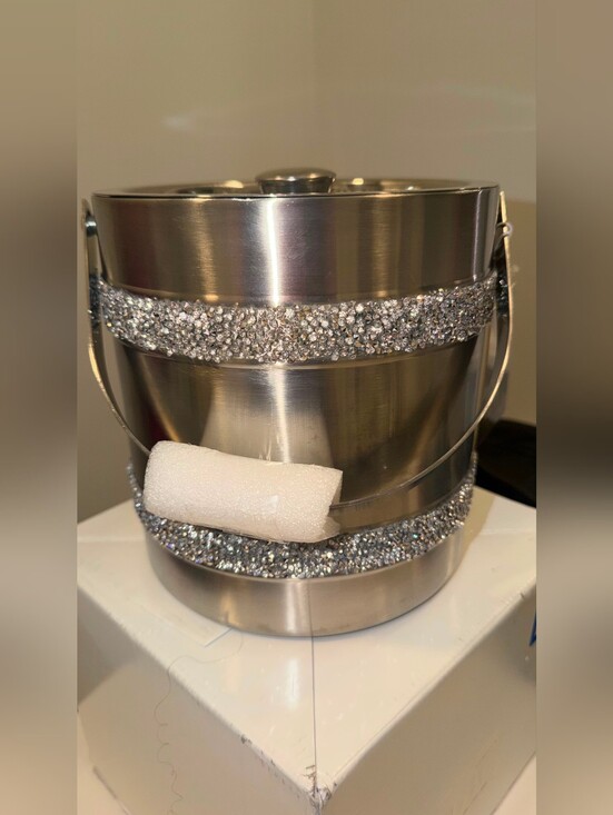 Other - NWT BARWEAR COLLECTION Stainless Steel Silver bling Ice Bucket no ice tongs